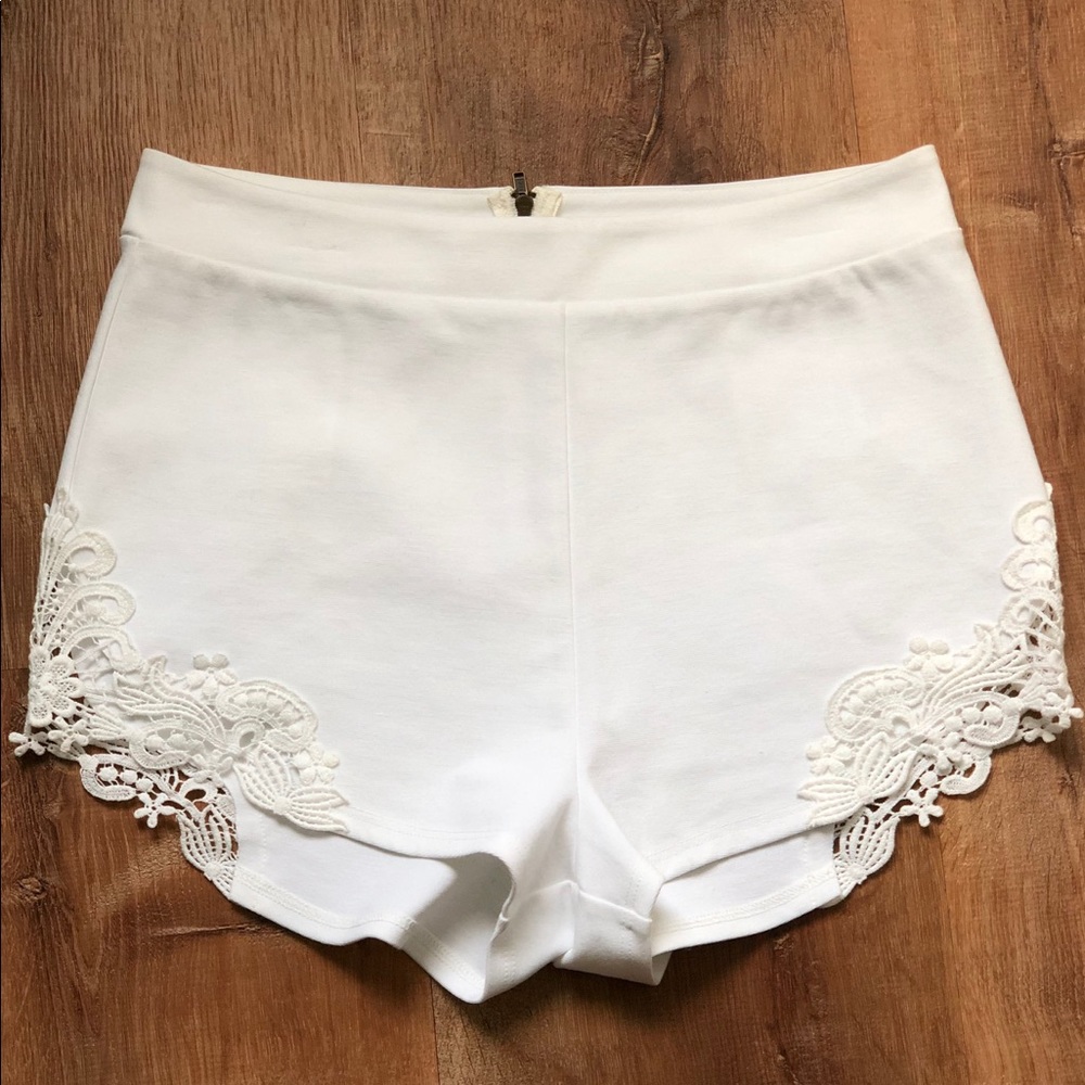 Pins & Needles White High Waisted Short Shorts with lace